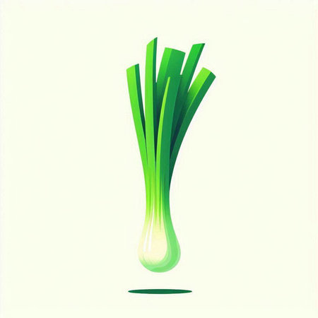 Vector illustration of fresh green onion on white background. Eps 10.のイラスト素材