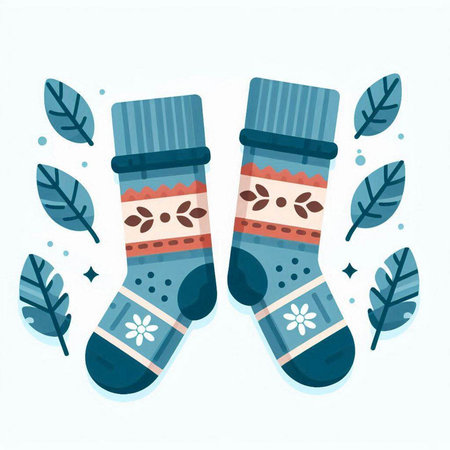 Pair of Christmas socks. Vector illustration in flat cartoon style.のイラスト素材