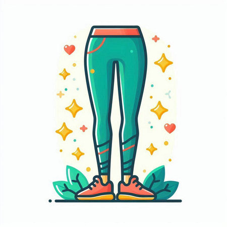 Fitness woman legs in leggings and sneakers. Vector illustration.のイラスト素材