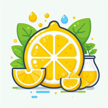 Lemon and orange juice in a glass jar. Vector illustration.のイラスト素材