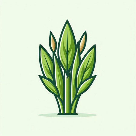 Illustration of a bunch of green leaves in a flat style.のイラスト素材