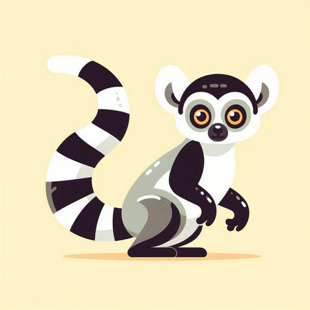 Cute lemur vector illustration. Cute funny lemur character.のイラスト素材