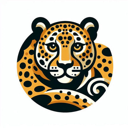 Leopard head. Vector illustration. Isolated on white background.のイラスト素材