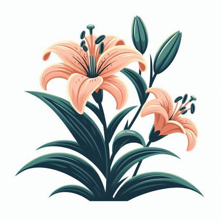 Lily flower vector illustration isolated on white background. Floral design element.のイラスト素材