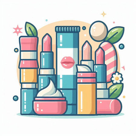 Vector illustration of cosmetics in flat style. Vector illustration of cosmetics.のイラスト素材