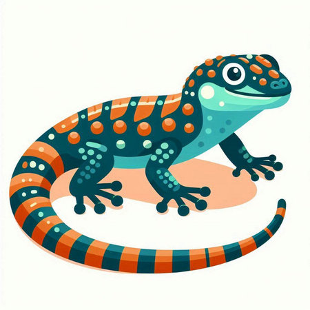 Lizard isolated on white background. Vector illustration in cartoon style.のイラスト素材