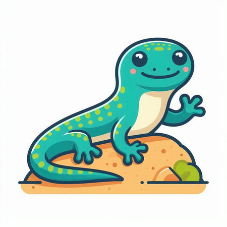 Cute lizard on the sand. Vector illustration in cartoon style.のイラスト素材