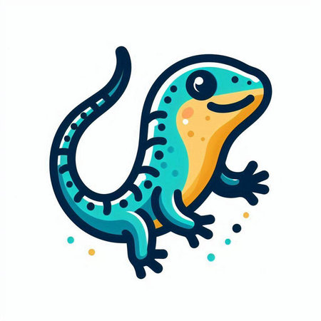 Cute cartoon lizard on a white background. Vector illustration in cartoon style.のイラスト素材