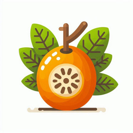 Passion fruit with leaves isolated on white background. Flat style vector illustration.のイラスト素材
