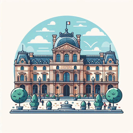 Vienna, Austria. City building. Vector illustration. Vintage style.のイラスト素材