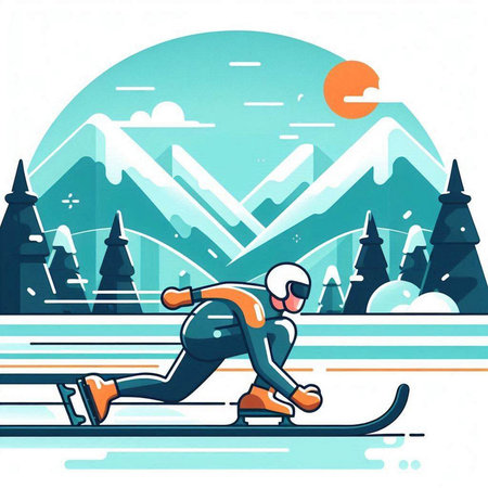 Snowboarder on the track. Winter sports. Vector illustration.のイラスト素材