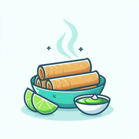 Crispy sticks with lime and sour cream. Vector illustration.のイラスト素材
