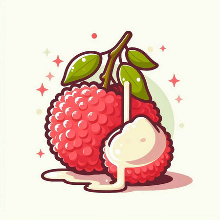 Lychee, vector illustration of a sweet and juicy fruit.のイラスト素材