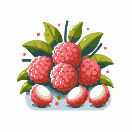 Raspberry fruit isolated on white background. Vector illustration in flat style.のイラスト素材