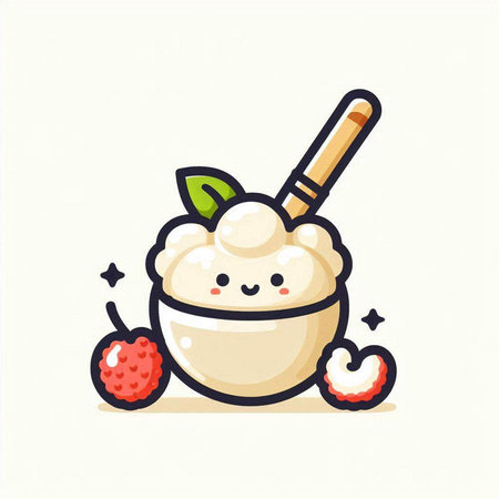 Cute cartoon ice cream character vector illustration. Cute ice cream vector illustration.のイラスト素材