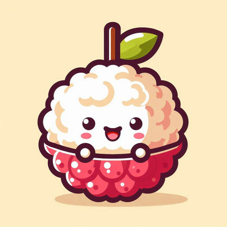 cute rambutan fruit cartoon character vector illustration. cute and kawaii styleのイラスト素材