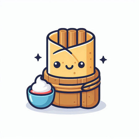 Kawaii Chinese steamed dumpling, vector illustration.のイラスト素材