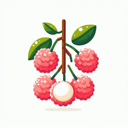 Lychee vector illustration isolated on a white background. Fresh raspberries.のイラスト素材