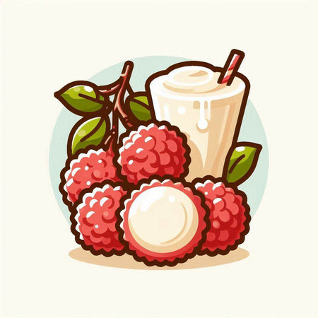 Lychee fruit icon. Vector illustration of fresh lychee.のイラスト素材