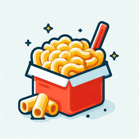 Illustration of a box of macaroni on a light backgroundのイラスト素材