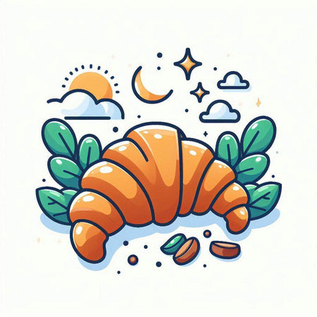 Cute cartoon croissant. Vector illustration for your design.のイラスト素材