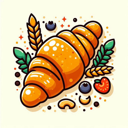 Croissant vector illustration. Croissant icon. Vector illustration of croissant.のイラスト素材