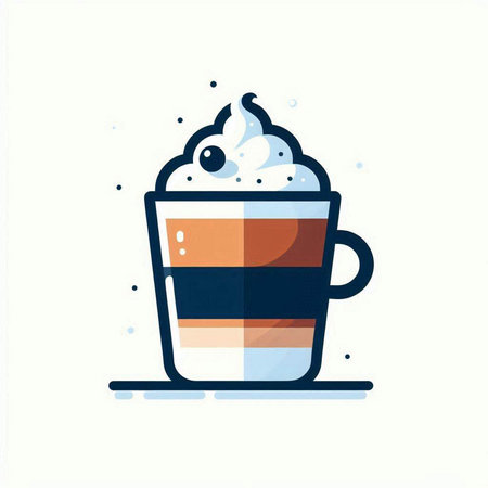 Coffee cup with whipped cream. Vector illustration in flat style.のイラスト素材