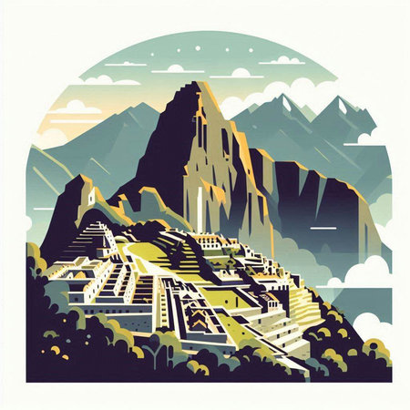Mountain landscape in retro style. Vector illustration. EPS10.のイラスト素材
