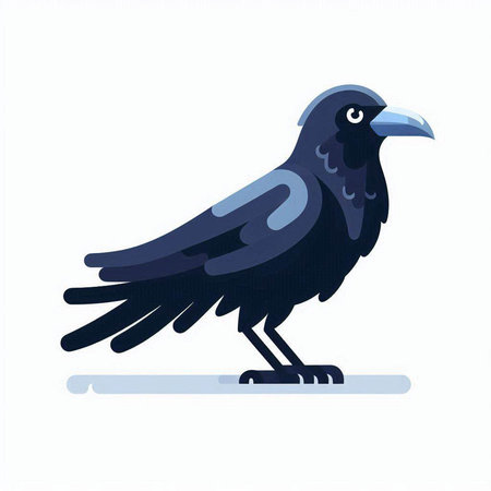 Crow. Vector illustration. Isolated on a white background.のイラスト素材