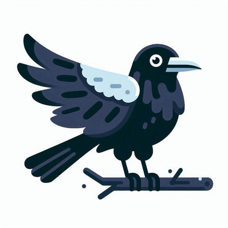 Cute crow on white background. Vector illustration in cartoon style.のイラスト素材