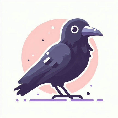 Crow. Vector illustration of a black bird in flat style.のイラスト素材