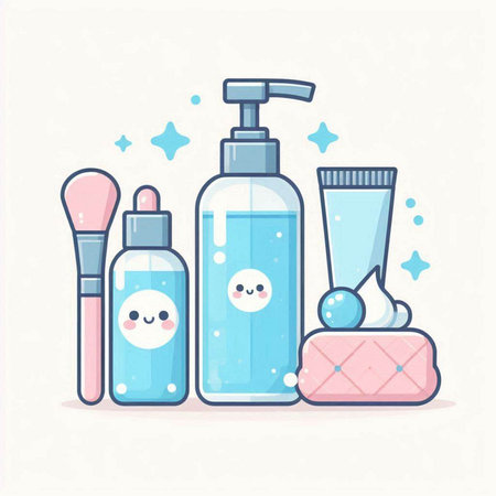 Cosmetics for face and body care. Vector illustration in flat styleのイラスト素材