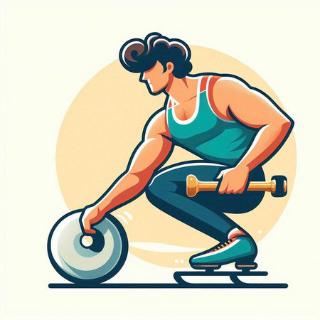 Vector illustration of a fat woman doing push-ups with a barbellのイラスト素材