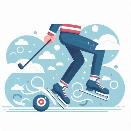 Ice skating vector illustration. Ice skater riding on skateboard.のイラスト素材