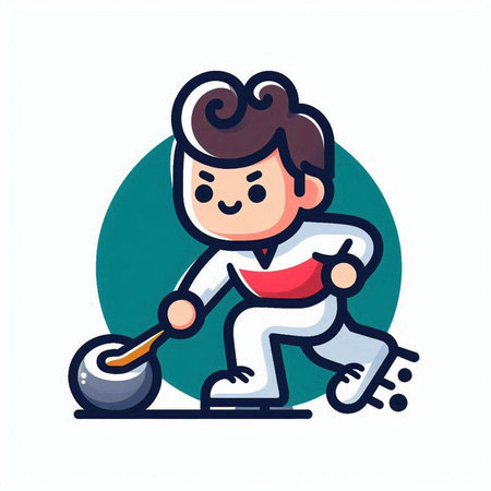 Little boy playing with a skateboard. Vector illustration in a flat style.のイラスト素材
