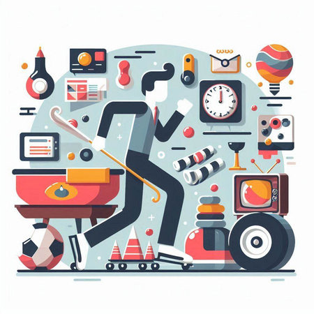 Cartoon vector illustration of sport equipment. Fitness and healthy lifestyle.のイラスト素材
