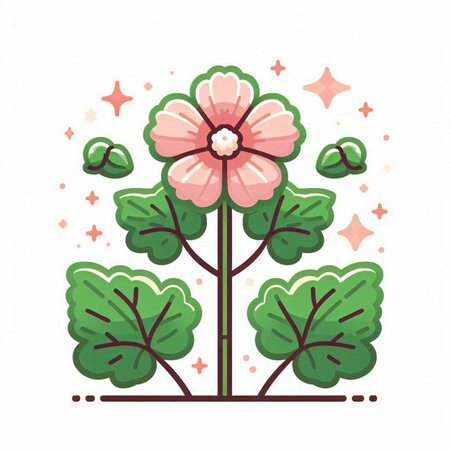 Flower in the forest vector illustration. Vector illustration. Flat style.のイラスト素材