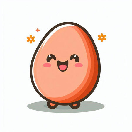 Cute cartoon egg character isolated on white background. Vector illustration.のイラスト素材