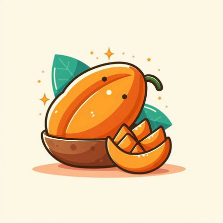 Vector illustration of a whole and half of a ripe starfruit.のイラスト素材