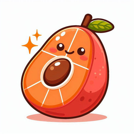 Cute cartoon pomegranate fruit character. Vector illustration.のイラスト素材