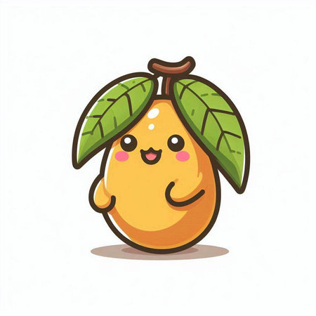 Mango fruit cartoon character vector illustration. Mango fruit mascot.のイラスト素材