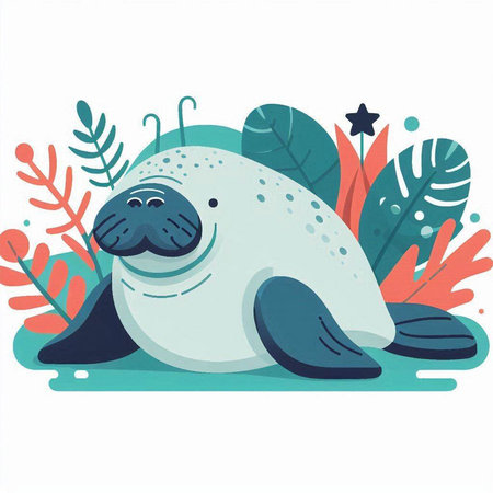 Cute seal. Vector illustration in cartoon style. Sea animal.のイラスト素材