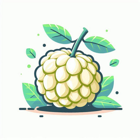 Custard apple vector illustration isolated on white background. Exotic fruit.のイラスト素材