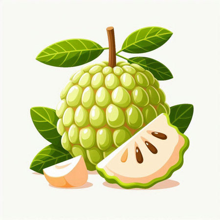 Custard apple isolated on the white background. Vector illustration.のイラスト素材