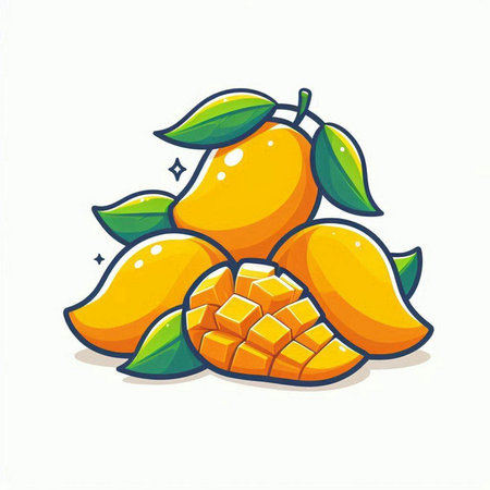 Mango fruit vector icon isolated on white background. Vector illustration.のイラスト素材