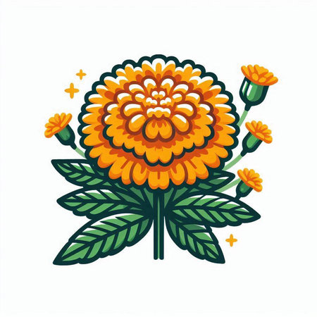 Orange chrysanthemum flower isolated on white background. Vector illustration.のイラスト素材
