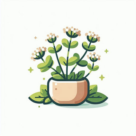 Illustration of a plant in a flower pot. Vector illustration.のイラスト素材