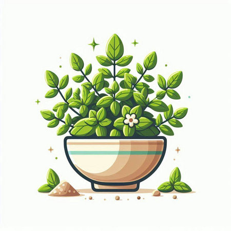 Illustration of a green plant in a pot. Vector illustration.のイラスト素材