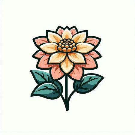 Illustration of a stylized dahlia flower on a white backgroundのイラスト素材