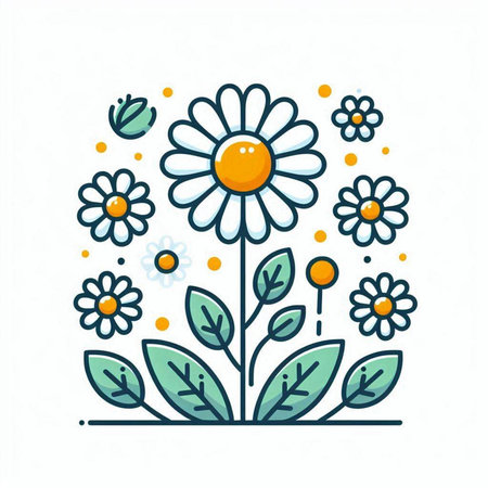 Flower line icon. Chamomile, daisy. Vector illustration.のイラスト素材